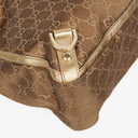 Gucci GG Canvas Satin Brown Abbey D-Ring Tote Bag