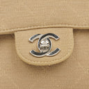 Chanel Medium Beige Quilted Jersey Single Flap Bag