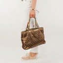 Gucci GG Canvas Satin Brown Abbey D-Ring Tote Bag