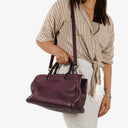 Gucci Purple Pebbled Calfskin Medium Bamboo Shopper Tote Bag