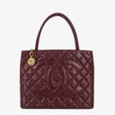 Chanel Burgundy Quilted Caviar Leather Medallion Tote Bag