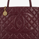 Chanel Burgundy Quilted Caviar Leather Medallion Tote Bag