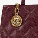 Chanel Burgundy Quilted Caviar Leather Medallion Tote Bag