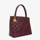 Chanel Burgundy Quilted Caviar Leather Medallion Tote Bag