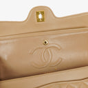 Chanel Vintage Medium Classic Double Flap Bag Beige Quilted Lambskin 24K Gold-Plated Hardware