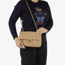 Chanel Medium Beige Quilted Jersey Single Flap Bag