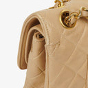 Chanel Vintage Medium Classic Double Flap Bag Beige Quilted Lambskin 24K Gold-Plated Hardware