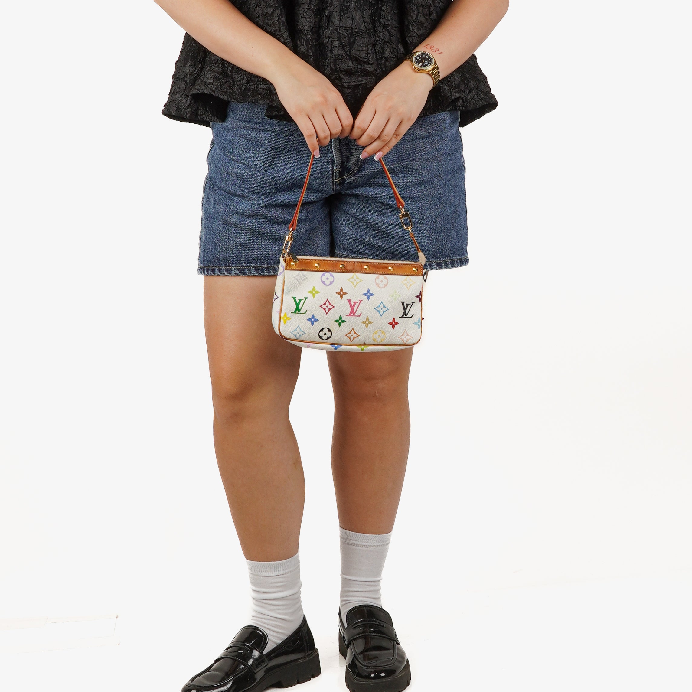 Louis Vuitton Takashi Murakami Pochette Accessoire Multicolor Clutch Handbag