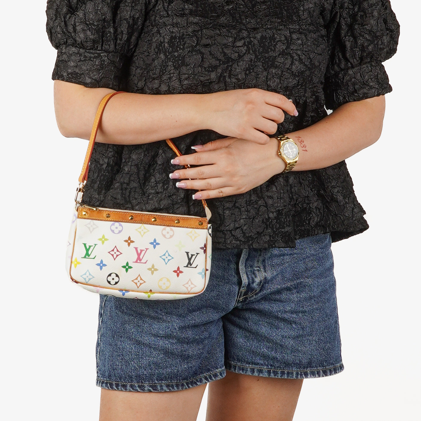 Louis Vuitton Takashi Murakami Pochette Accessoire Multicolor Clutch Handbag