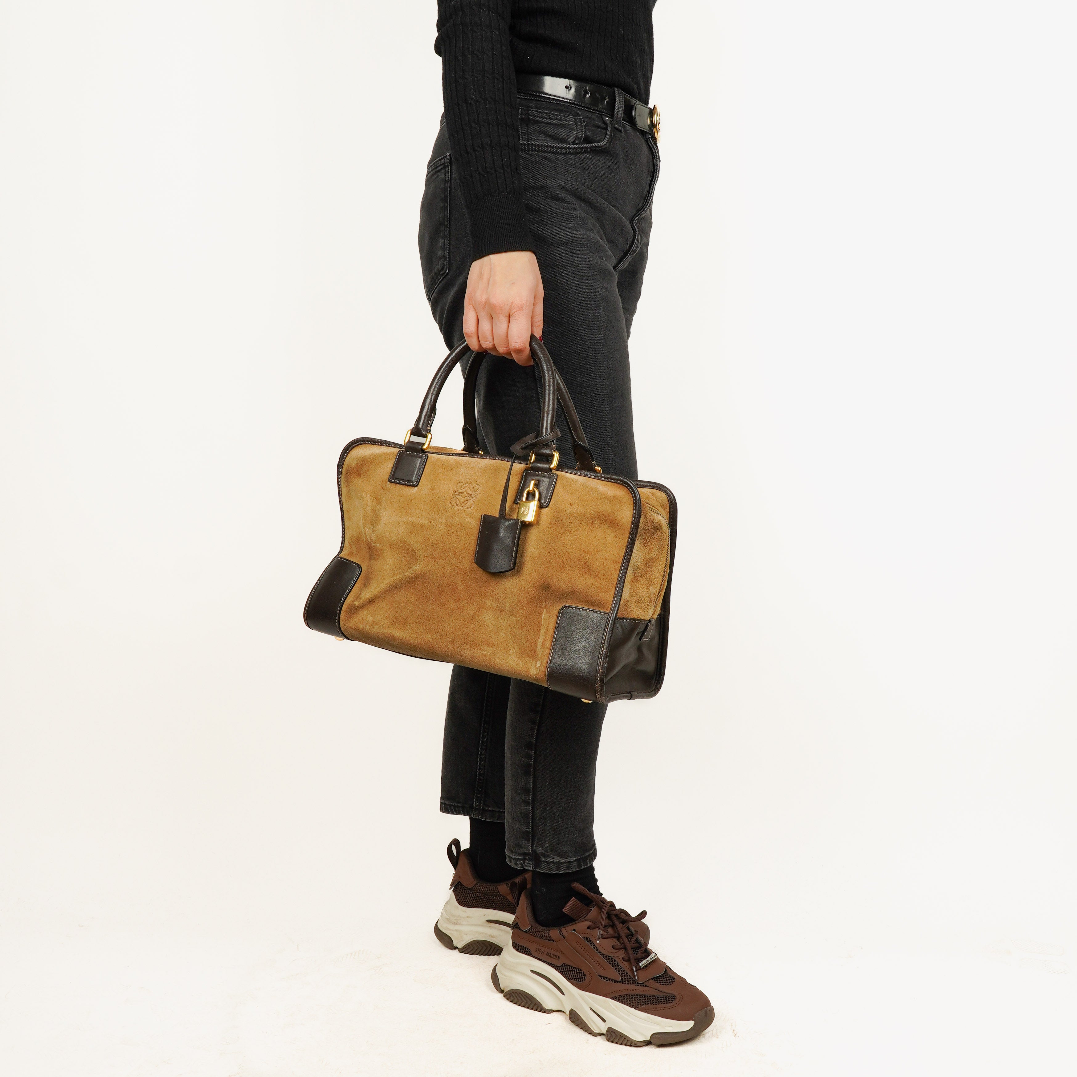 Loewe Amazona Suede Calfskin Handle Bag