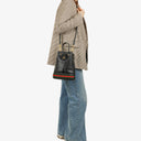 Gucci Web Ophidia Bucket Bag Liten I Svart Glansigt Texturerat Kalvskinn
