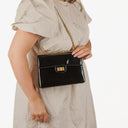 Chanel 2.55 Black Patent Leather Shoulder Bag
