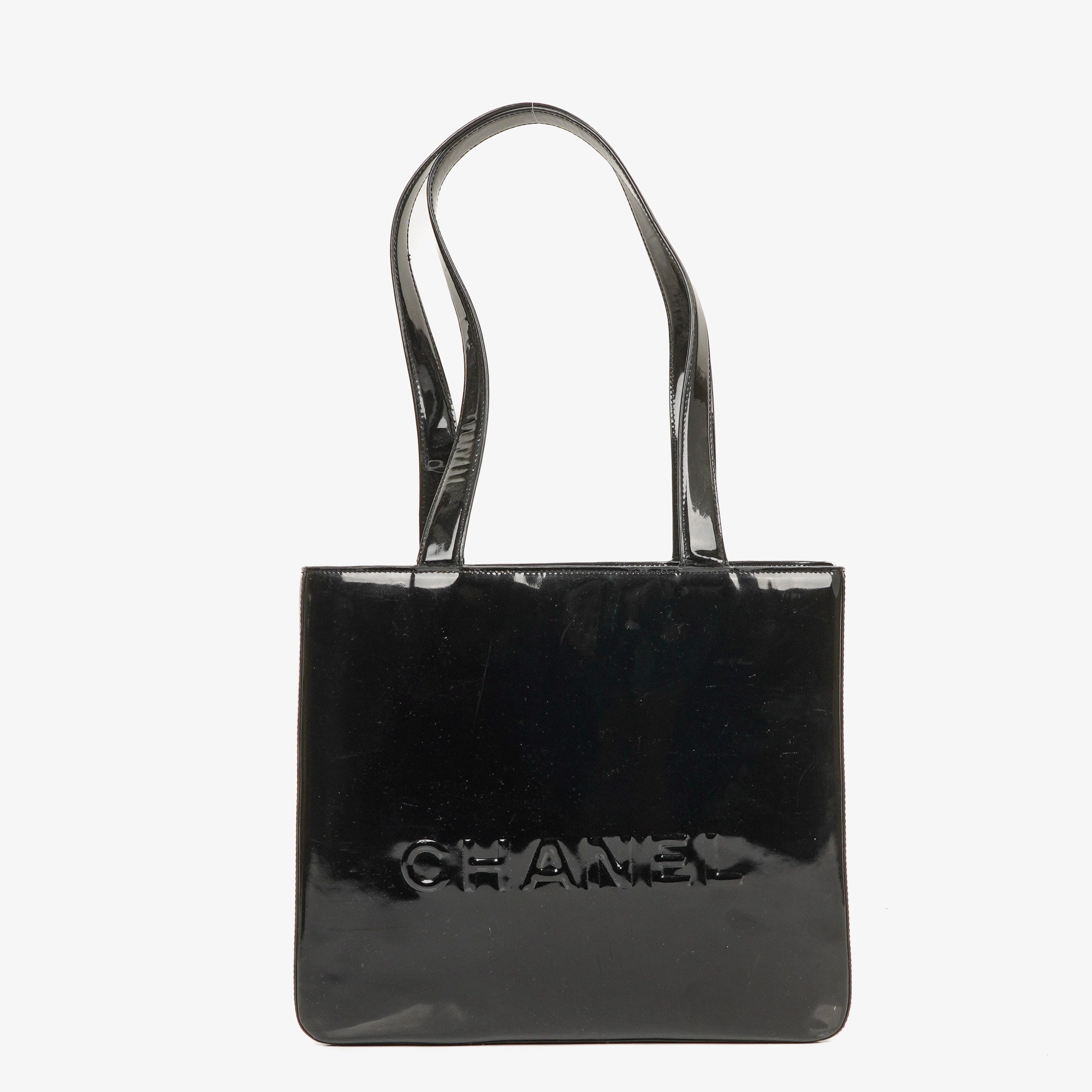 Chanel Vintage Patent Leather CC Tote Shoulder Bag