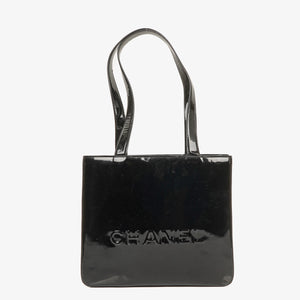 Chanel Vintage Patent Leather CC Tote Shoulder Bag