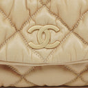 Chanel Beige Lambskin Bubble Quilt Accordion Flap Bag