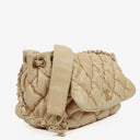 Chanel Beige Lambskin Bubble Quilt Accordion Flap Bag