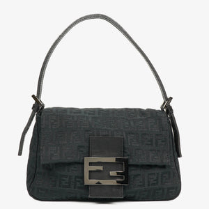 Fendi Black Mamma Baguette Zucchino Shoulder Bag