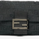 Fendi Black Mamma Baguette Zucchino Shoulder Bag