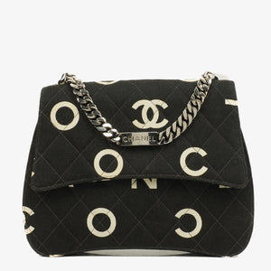 Chanel Black Quilted Canvas Coco ID Chain Bag