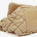 Chanel Beige Lambskin Bubble Quilt Accordion Flap Bag