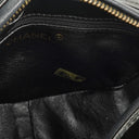 Chanel Vintage Small Camera Tassel Bag In Black Quilted Patent Leather