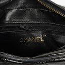 Chanel Vintage Small Camera Tassel Bag In Black Quilted Patent Leather