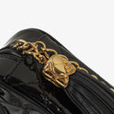 Chanel Vintage Small Camera Tassel Bag In Black Quilted Patent Leather