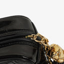 Chanel Vintage Small Camera Tassel Bag In Black Quilted Patent Leather