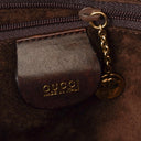 Gucci Brown Woven Leather Bamboo Top Handle Bag