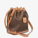 Celine Vintage Macadam Brown Drawstring Bucket Bag