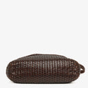 Gucci Brown Woven Leather Bamboo Top Handle Bag