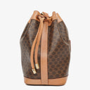 Celine Vintage Macadam Brown Drawstring Bucket Bag