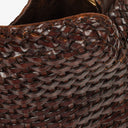 Gucci Brown Woven Leather Bamboo Top Handle Bag