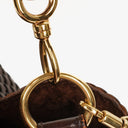 Gucci Brown Woven Leather Bamboo Top Handle Bag