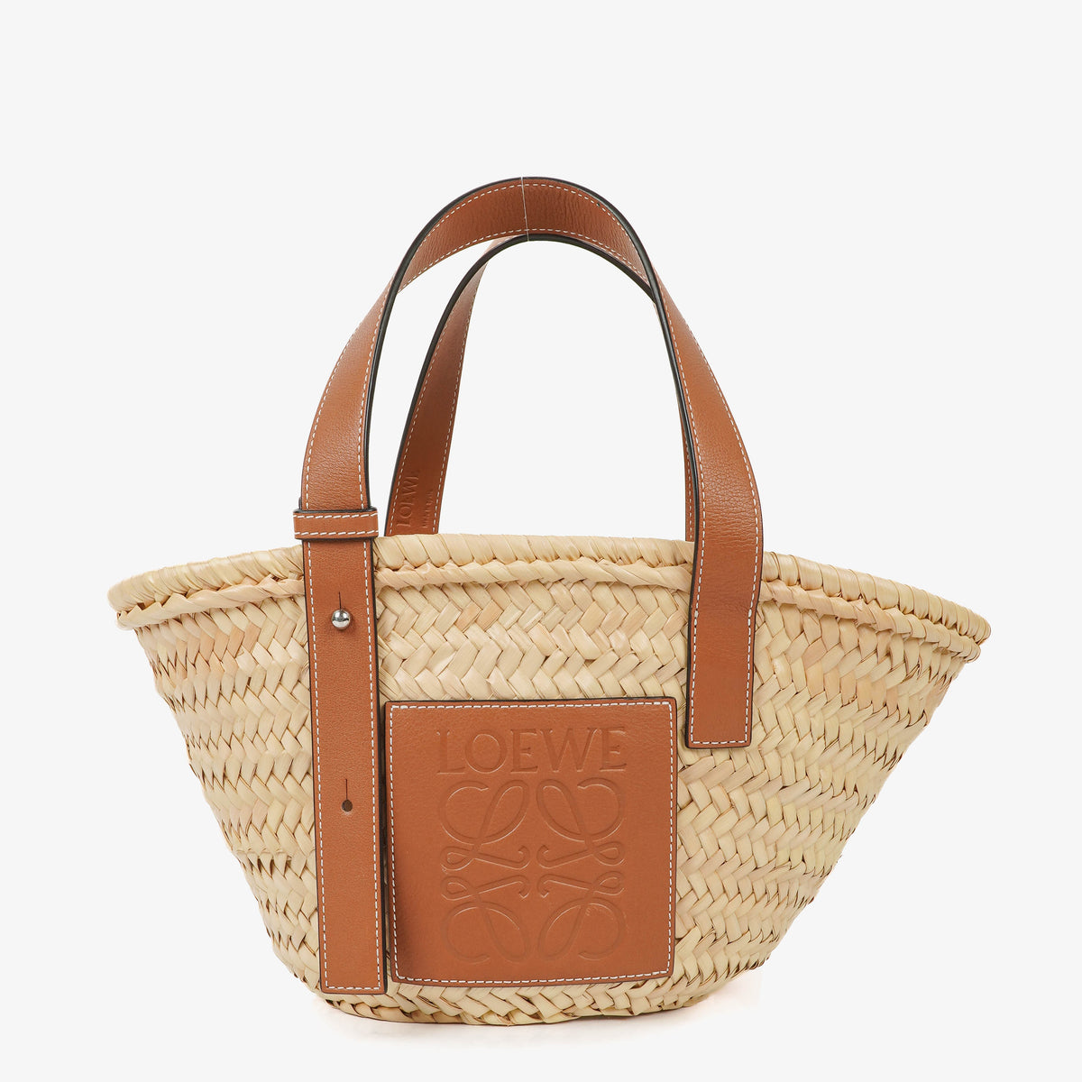 Loewe Neutral/Brown Raffia Basket Bag