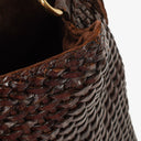 Gucci Brown Woven Leather Bamboo Top Handle Bag