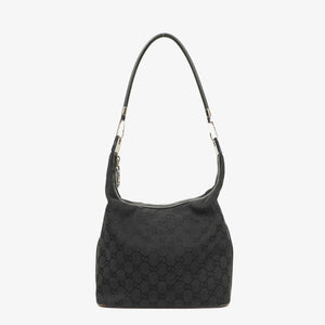 Gucci Black GG Canvas Shoulder Hobo Bag