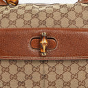 Gucci Bamboo Top Handle Beige GG Canvas Bag