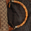 Gucci Bamboo Top Handle Beige GG Canvas Bag