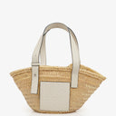 Loewe Neutral/White Raffia Basket Bag