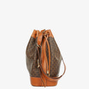 Celine Vintage Macadam Brown Drawstring Bucket Bag