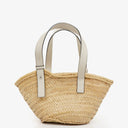 Loewe Neutral/White Raffia Basket Bag