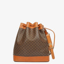 Celine Vintage Macadam Brown Drawstring Bucket Bag