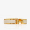 Hermes White Enamel Narrow Clic Clac H Bracelet PM