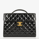 Chanel CC Maxi Logo Black Patent Leather Briefcase