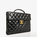 Chanel CC Maxi Logo Black Patent Leather Briefcase