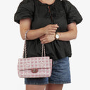Chanel Pink Travel Line Chocolate Bar Single Flap Bag
