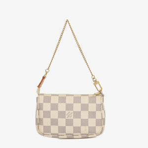 Louis Vuitton Mini Pochette Accessoires Damier Azur Clutch Handbag