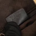 Gucci Bamboo Top Handle Beige Canvas Brown Lerahter Hobo Bag