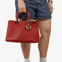 Christian Dior Medium Diorissimo Burgundy Calfskin Tote